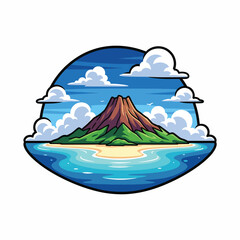 A cartoon island with a volcano © karapan