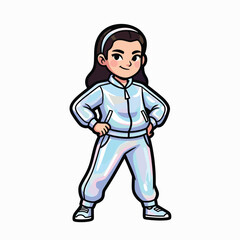 Obraz premium A cartoon girl in a light blue tracksuit