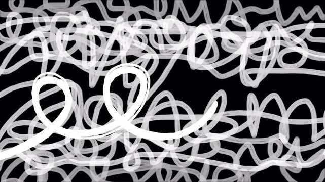 Abstract Scribble Line Transition &ndash; Hand Drawn White Stroke Overlay 4K
