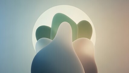 Abstract Light Sculpture with Circular Petals Backlit by Soft Gradient Glow.