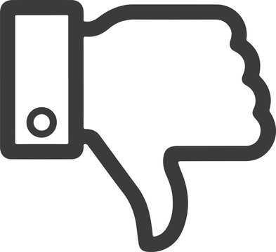 A simple outline icon representing a thumbs down gesture for disapproval or dislike