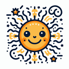 Beautiful smiling sun cartoon vector illustration