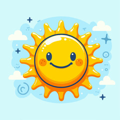 Beautiful smiling sun cartoon vector illustration
