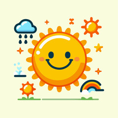 Beautiful smiling sun cartoon vector illustration
