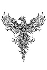 Obraz premium Majestic phoenix rising with elegant wings spread wide in fiery splendor