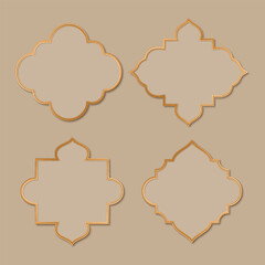 Set of arabic geometric frames in oriental style. Collection of oriental style Islamic Ramadan Kareem and Eid Mubarak window backgrounds