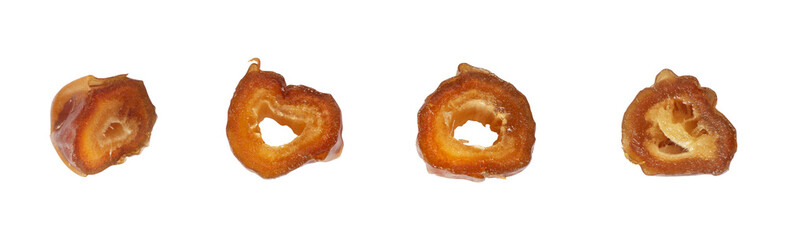 set of slice dates palm fruit isolated