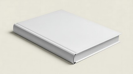A pristine white hardcover book with a smooth blank cover, ready for content.