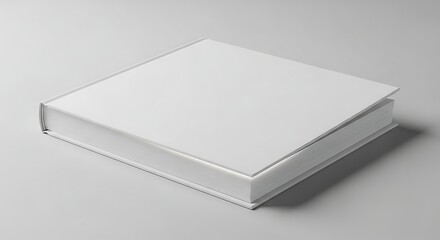 Blank white hardcover book mockup for design presentation and branding.