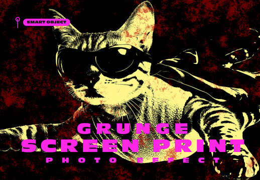 Grunge Screen Print Photo Effect Template
