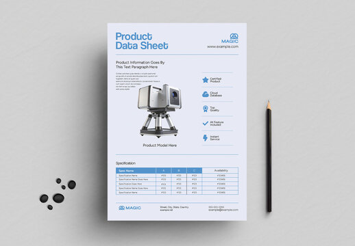 Product Data Sheet Template For Technology And Industrial Equipment