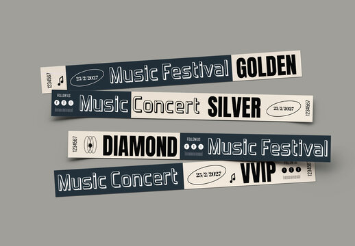 Music Concert Event Festival Wristband Template Design