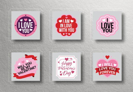 Valentine Badges And Logo Set Design Layout