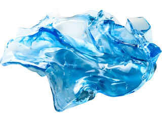 Fototapeta premium Dynamic blue melted acrylic shape isolated. Fluid abstract material composition for creative branding, modern design and artistic visuals.