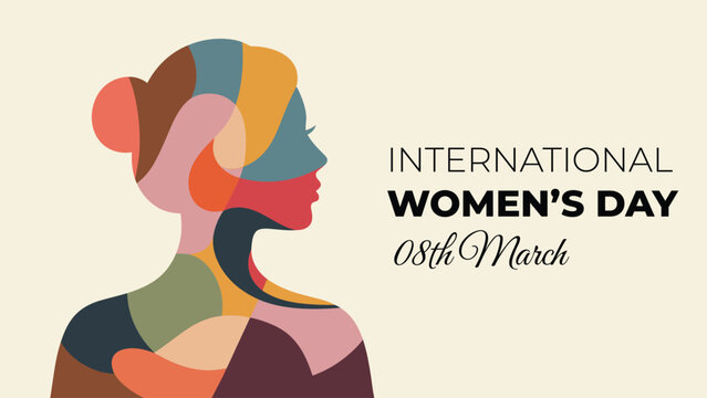International women&rsquo;s day abstract female portrait illustration celebrating diversity, empowerment, inclusion and modern woman identity on march 8