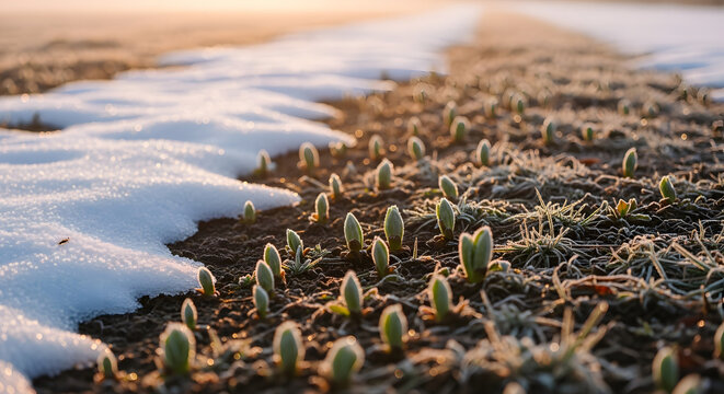 Late Winter to Early Spring Nature Transition Landscape