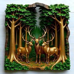 Fototapeta premium Tree with reindeer I Wall Decor 