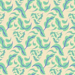 pastel color blue light and dark leaves pattern repeat design background