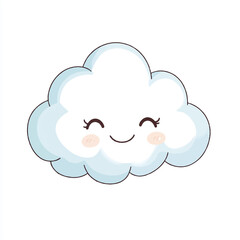 Fototapeta premium Smiling cloud illustration with rosy cheeks and closed eyes happy weathe
