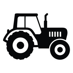Obraz premium Professional black tractor silhouette vector icon representing agriculture farming equipment and industrial heavy machinery for design.