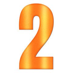 Shiny Orange Number Two Typography Illustration with Shadow Effect, Isolated on Transparent Background &ndash; Luxury Numeric Symbol Design
