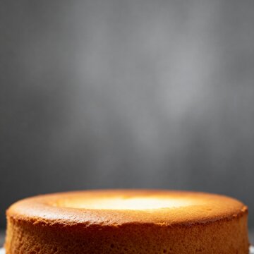 Cinematic food photography of genoise cake with elegant simplicity, high resolution, sharp focus, no text, no watermark, professional food photography