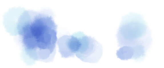 青の濃淡の水彩の水玉のにじむバナーテクスチャ素材