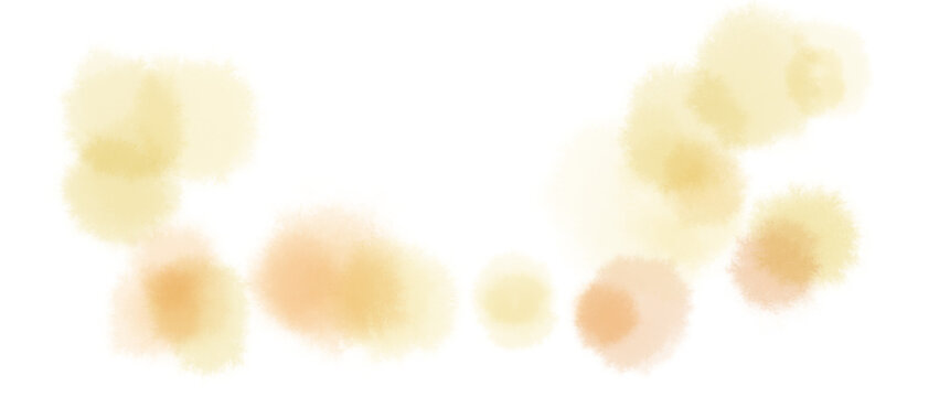 黄色の淡い水彩の水玉のにじむテクスチャ素材