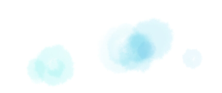 水色の濃淡の水彩の水玉のにじむバナーテクスチャ素材