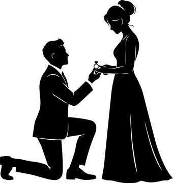 Wedding Proposal Ring Silhouette Illustration