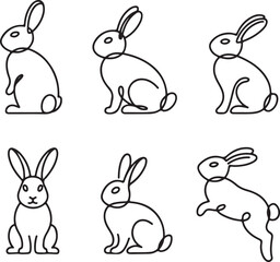 Obraz premium Continuous line drawing of easter rabbit set
