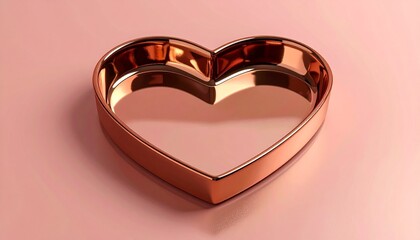 Bronze heart outline on a soft pink background. Romantic and elegant