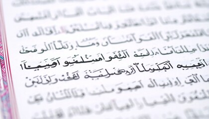 Close-up of Arabic Text in a Book with Selective Focus.