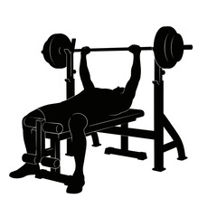 Man Doing Bench Press Gym Silhouette Vector Art
