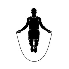 Athlete Jump Rope Cardio Silhouette Vector Illustration
