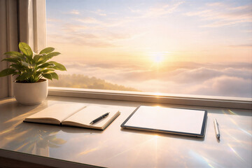 Minimalist workspace background for productivity, planning, and creative design projects