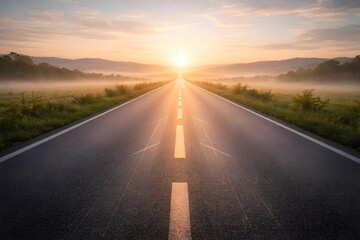 Open road background for business vision, motivation, and future planning design
