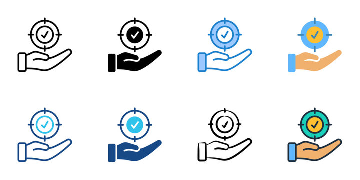 Purpose icons set multiple style collection. Editable stroke 
