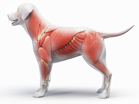 A Detailed 3D Depiction Of The Muscular System Of A Dog