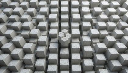 Unique marble cubes with one rotated cube standing out