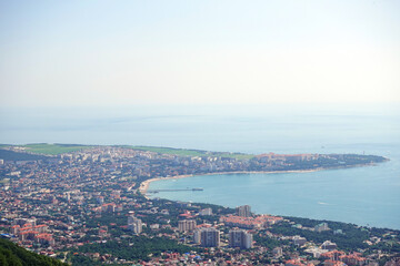 Fototapeta premium Panoramic view of Gelendzhik bay and city from high mountain
