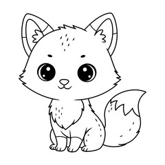 Cute Baby Fox Coloring Page for Kids
