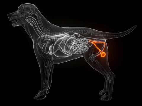 A Detailed 3D Depiction Of The Penis And Testicles Of A Dog