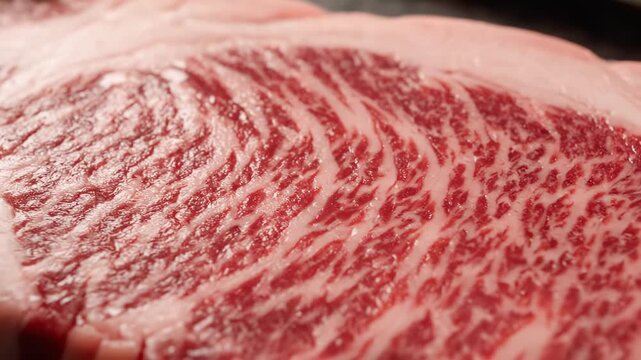 Raw beef marbling close up