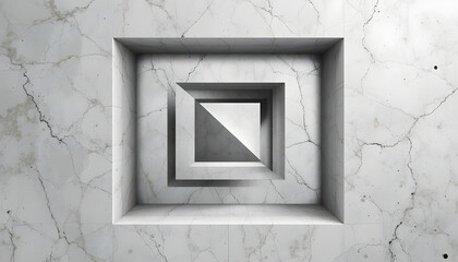 Modern architectural design with nested square marble structures