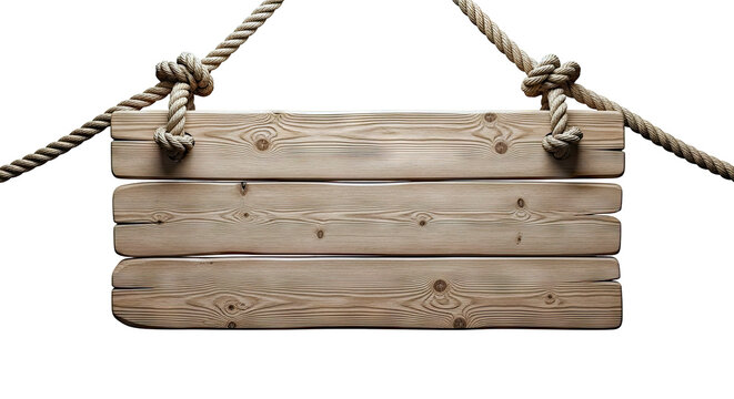 Wooden Signboard Hanging from Rope