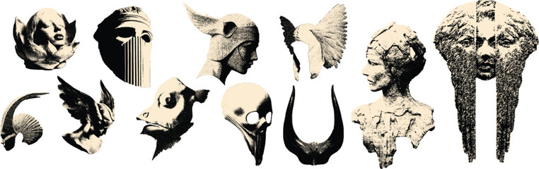 Haftoon Effect Bust Mask Sculpture Illustration