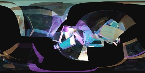 HDRI, environment map , Round panorama, spherical panorama, equidistant projection, panorama 360, Multicube, abstract background, kaleidoscope, 3d rendering