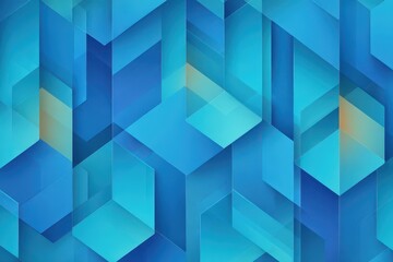 Modern blue wallpaper featuring abstract geometric shapes with layered designs creating depth and texture, suitable for contemporary interior decor