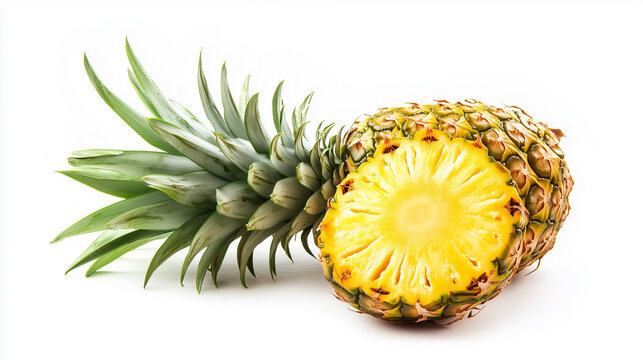 Pineapple with slices isolated on white